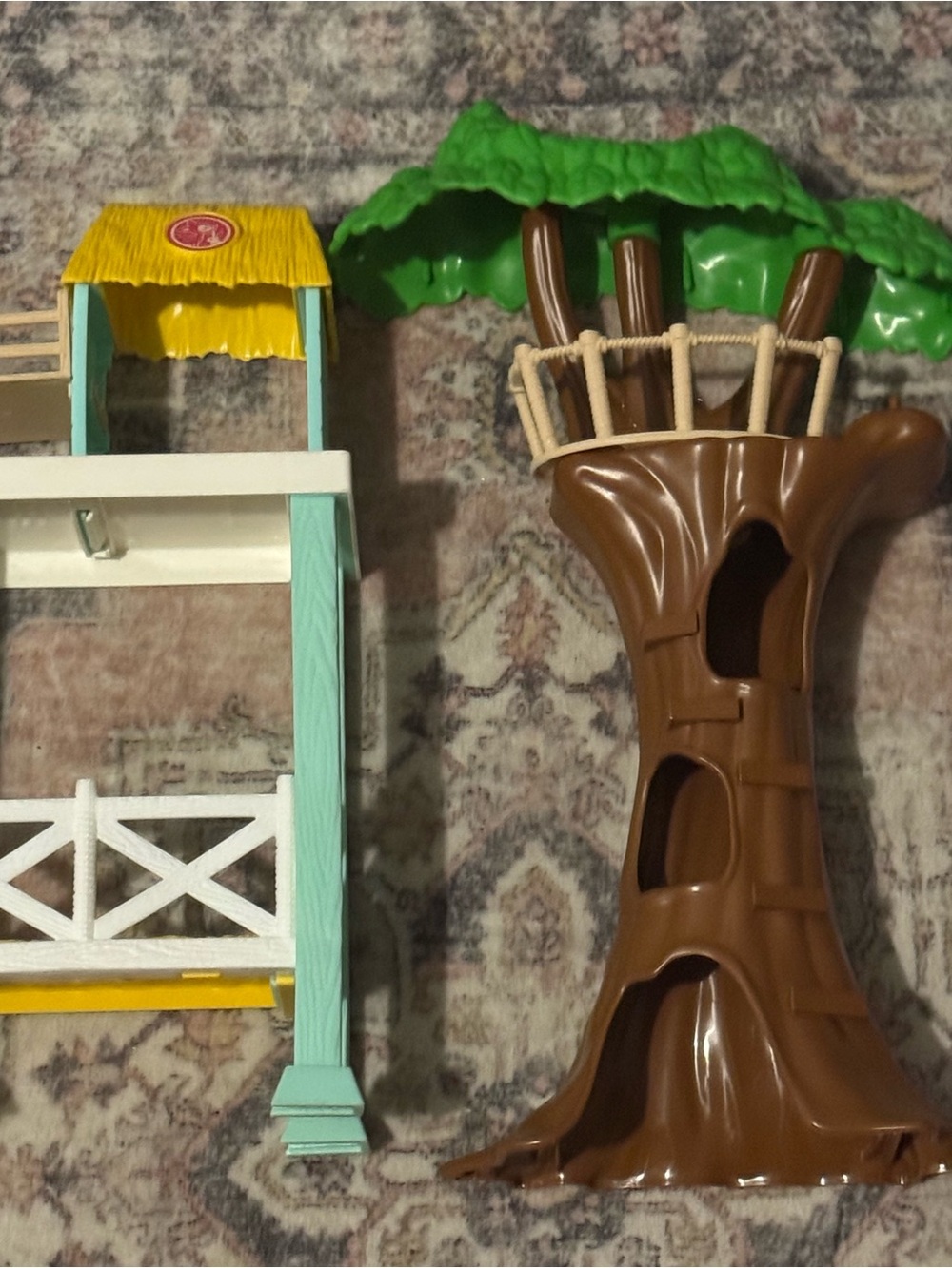 Barbie Brown Treehouse Playset Accessory with Green Canopy and Yellow Awning